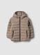 Beige ultralight padded hooded zip jacket for boys_0