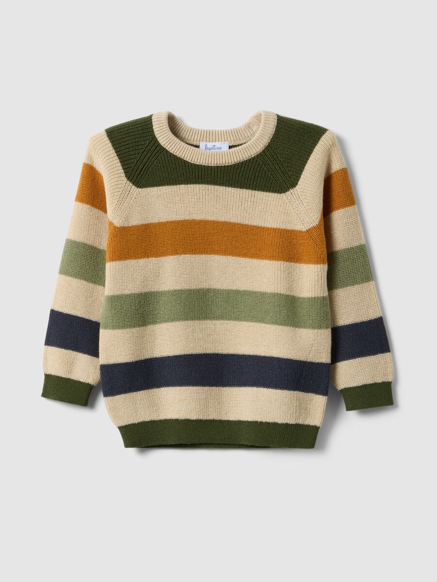 Boys&rsquo; multicolour striped cotton-blend jumper with buttons, regular fit_0