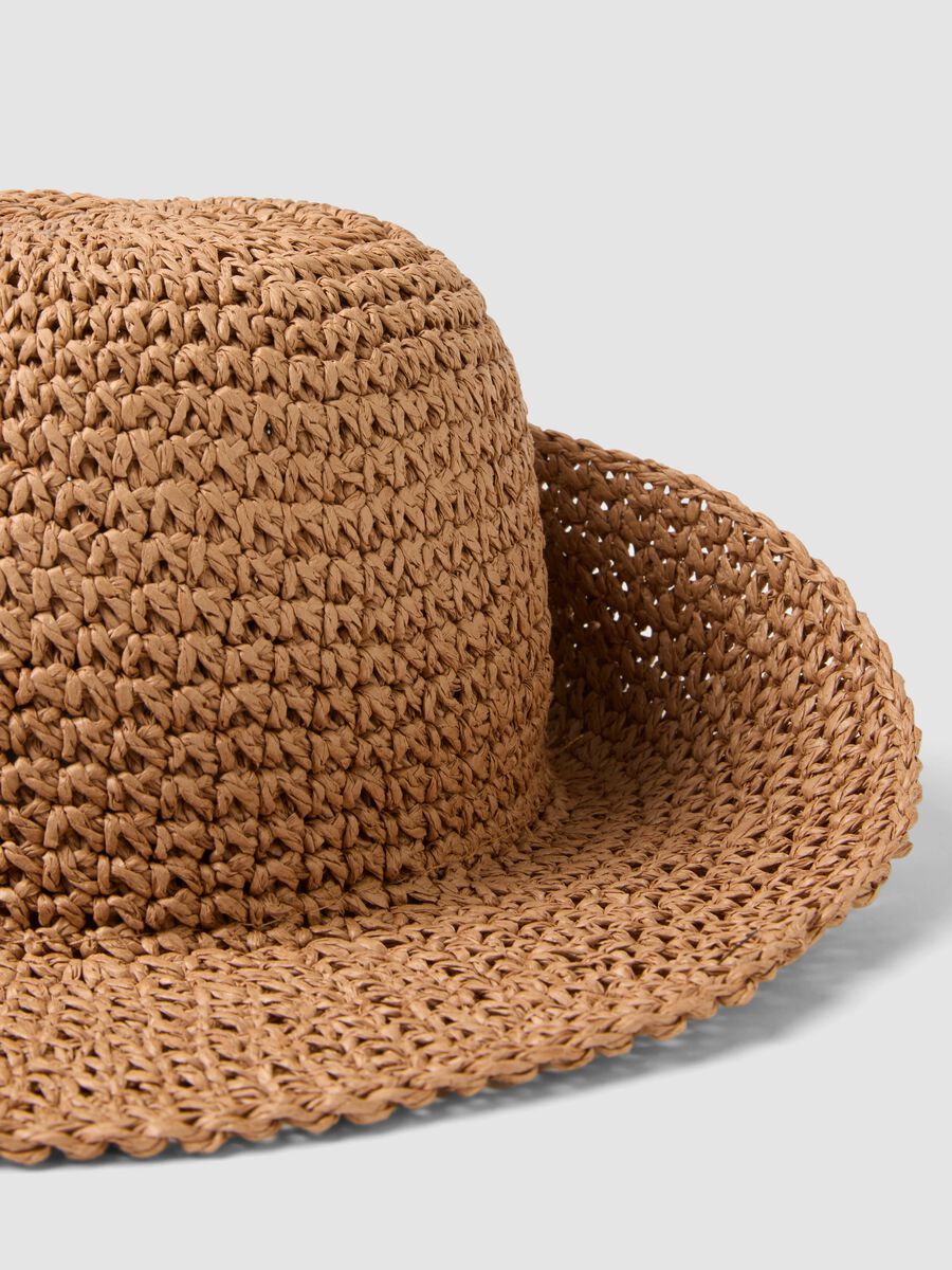 Cappello panama in puro tessuto carta marrone_2