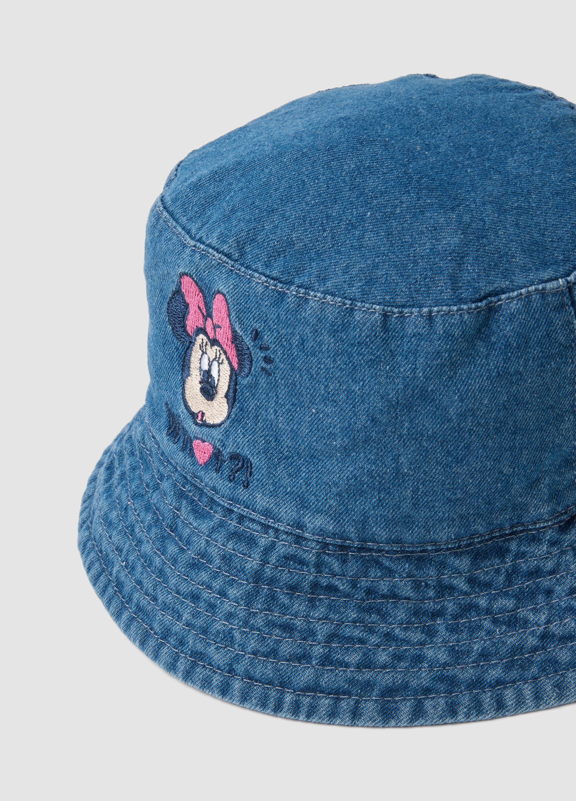 Blue denim pure cotton girls&rsquo; hat with Minnie
