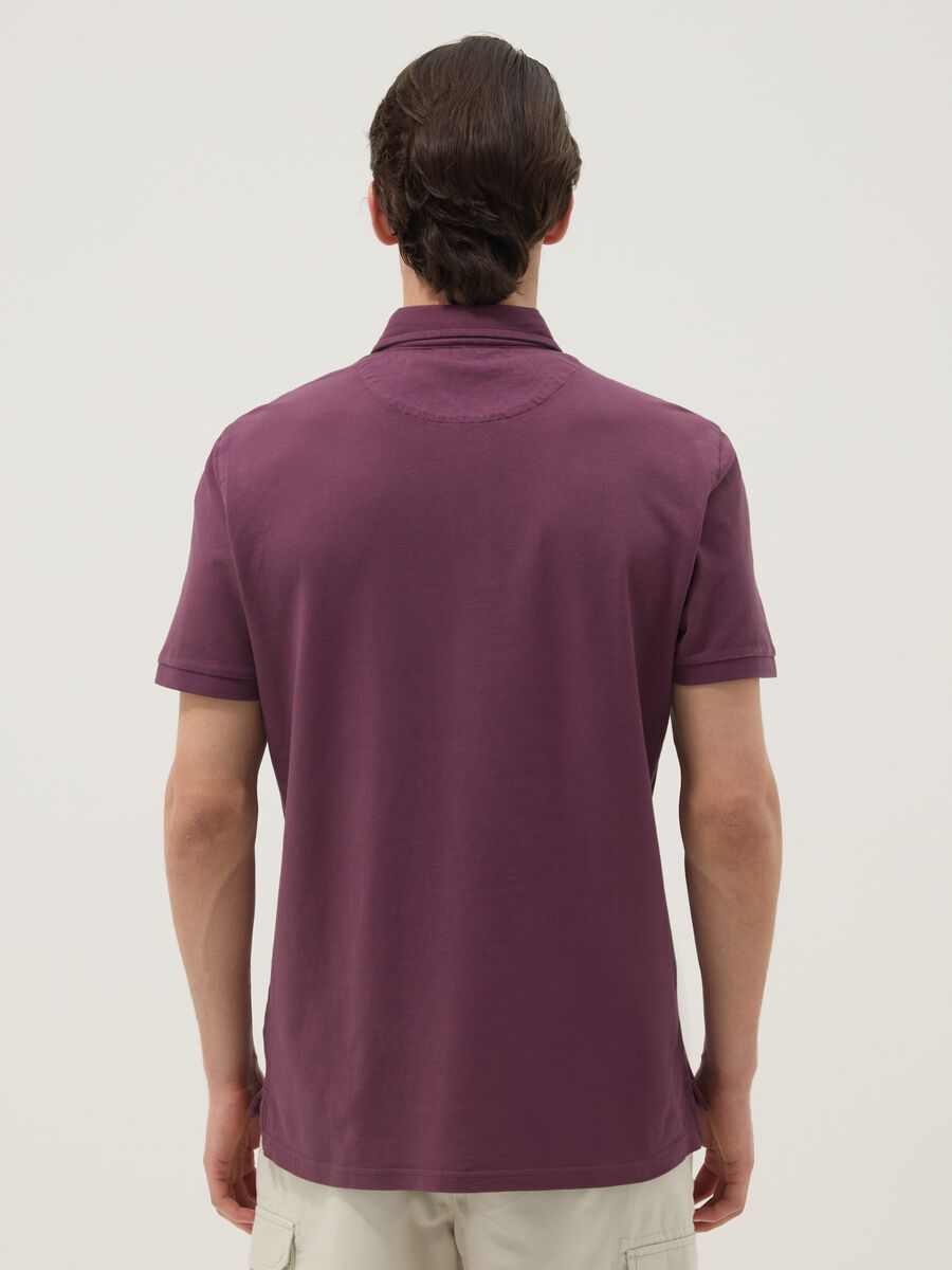 Purple slim-fit short-sleeve pure cotton polo shirt_2
