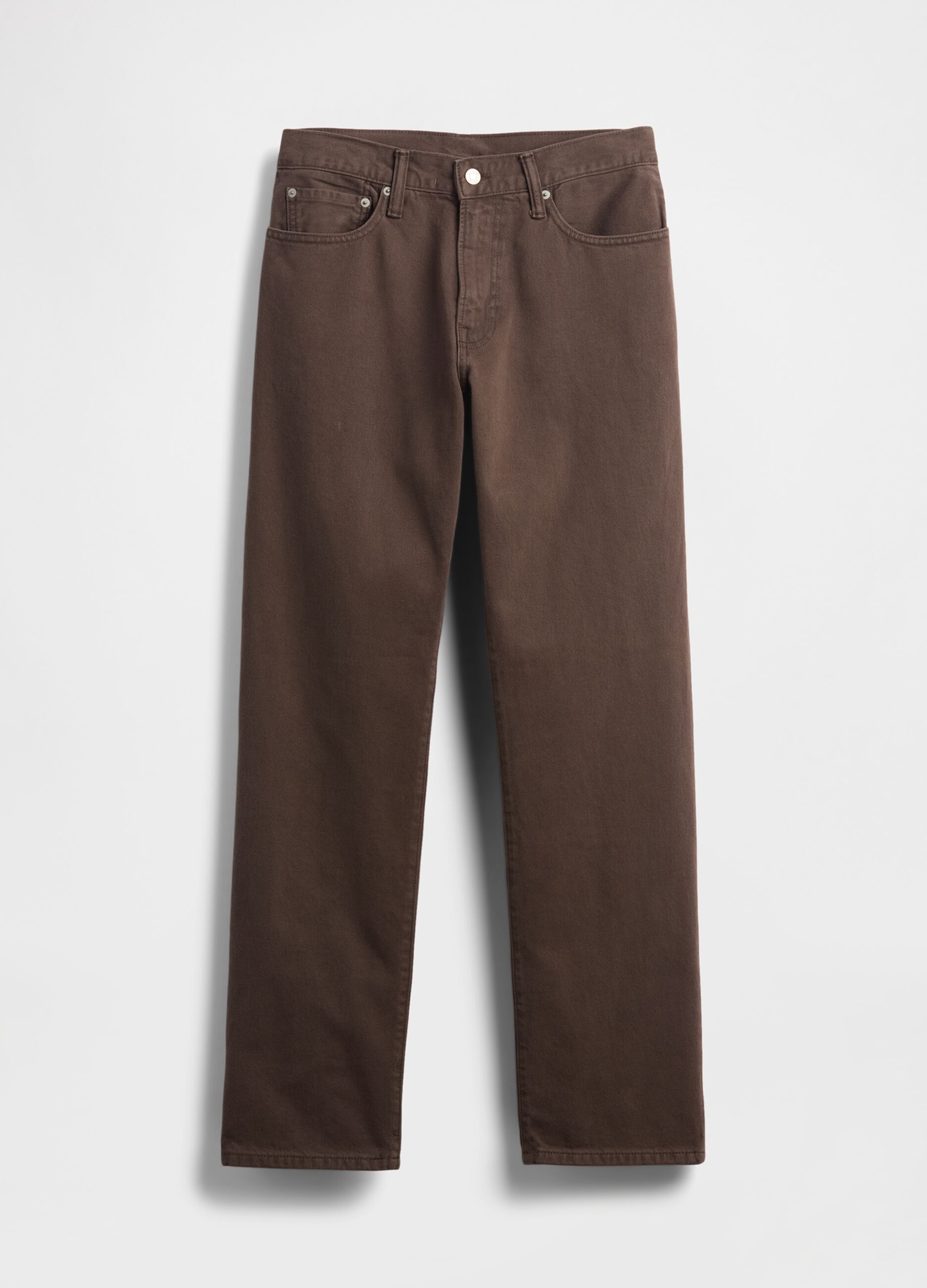 Straight Brown Denim Trousers