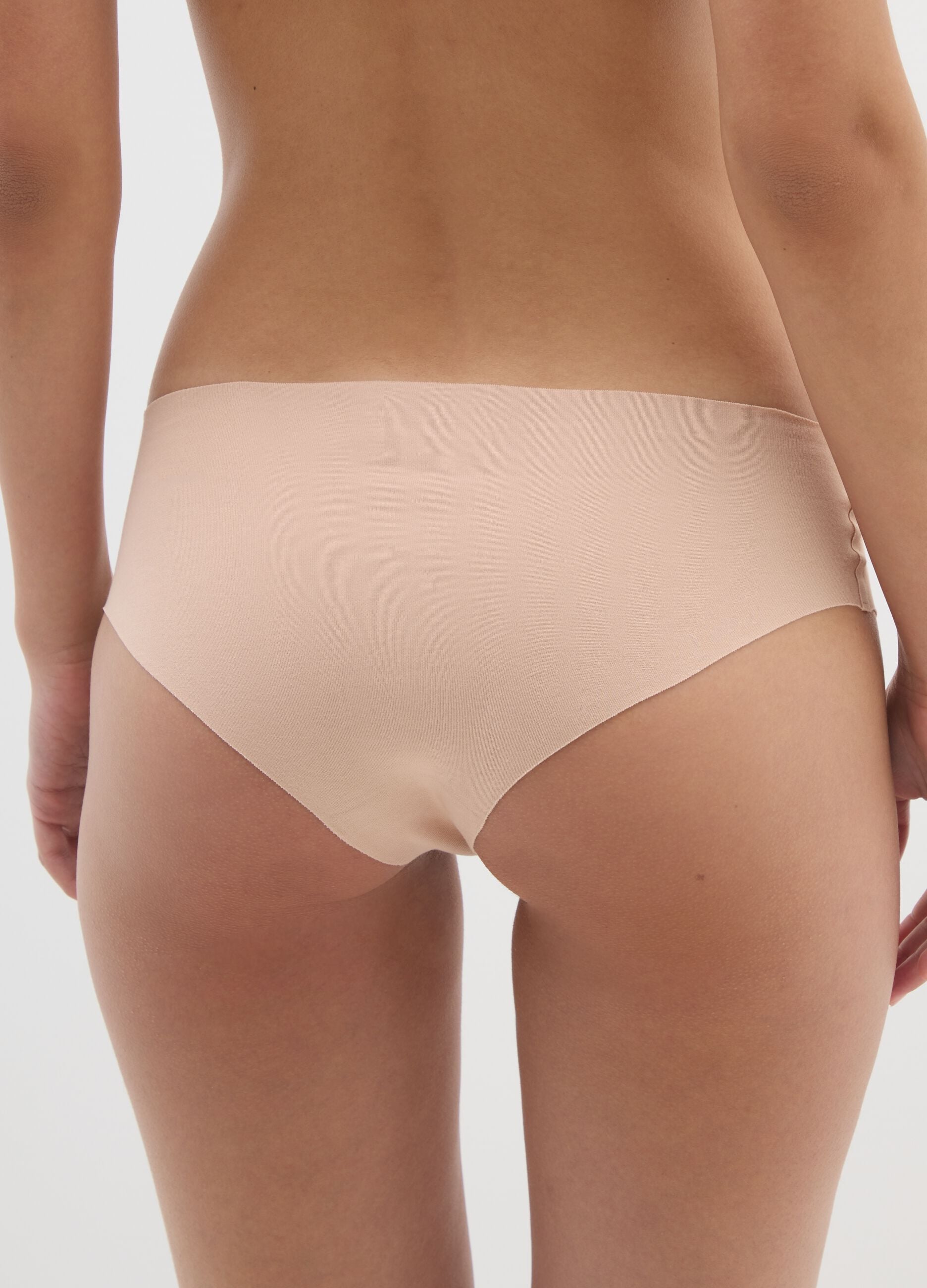 Beige regular fit stretch cotton briefs