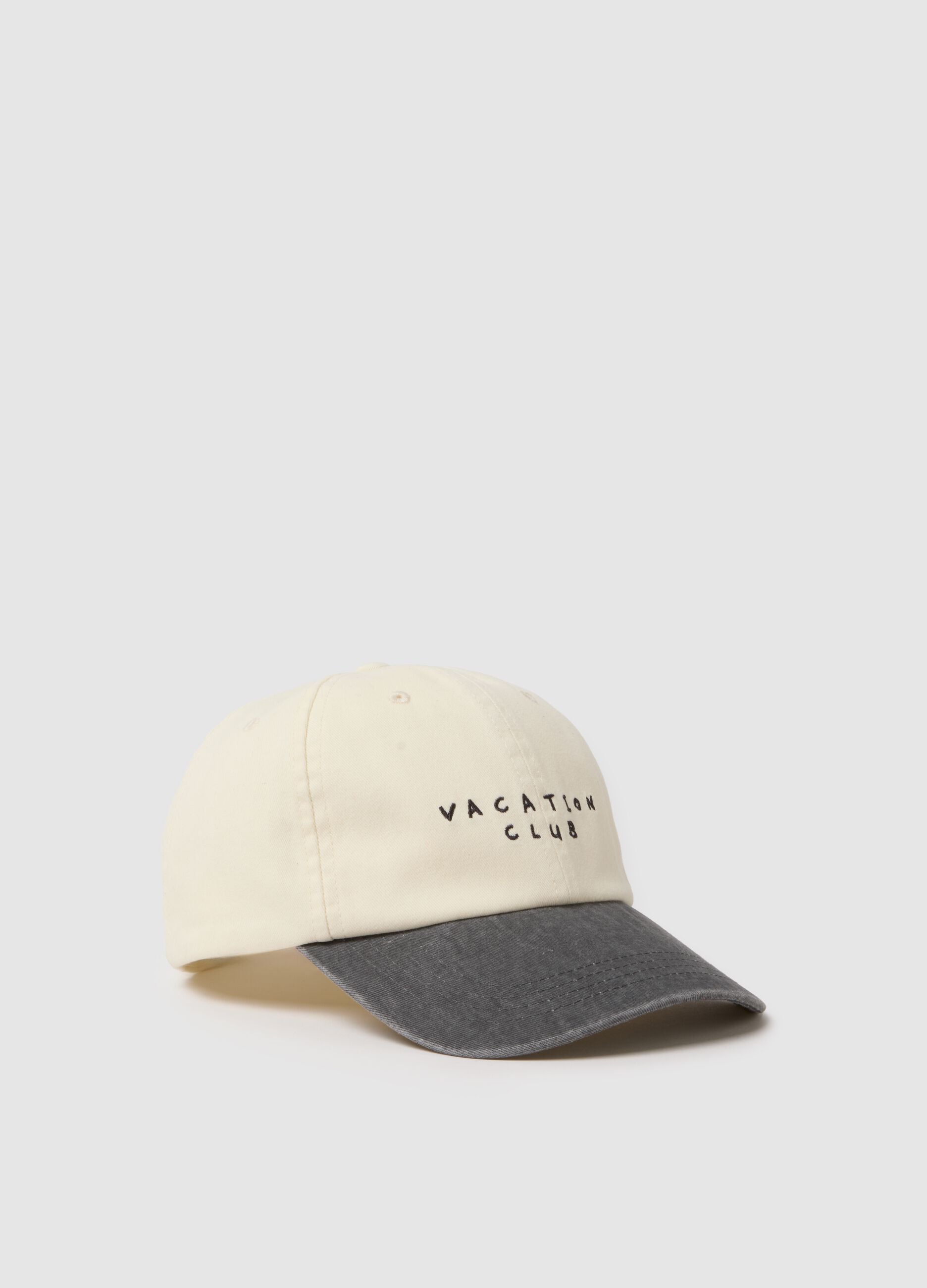 Multicoloured pure cotton baseball cap with embroidered text