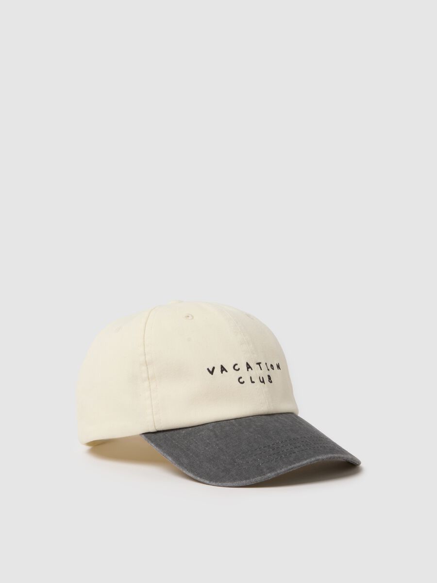 Multicoloured pure cotton baseball cap with embroidered text_0