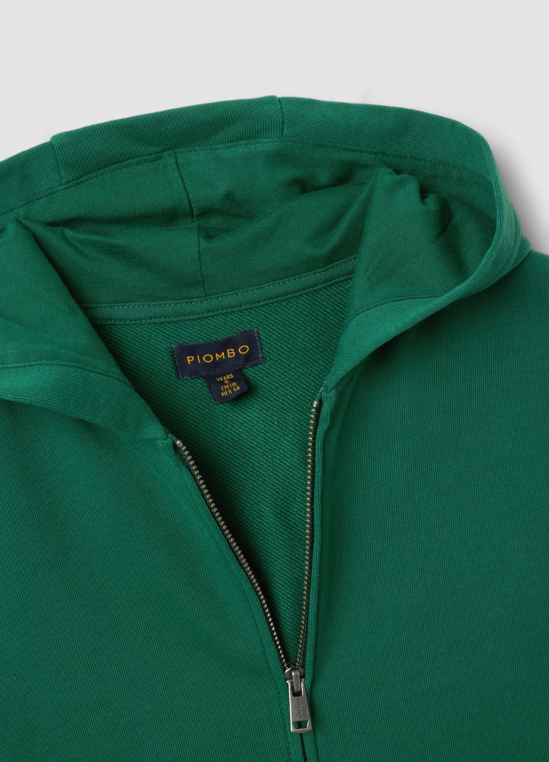 Green pure cotton hoodie, regular fit, for boys