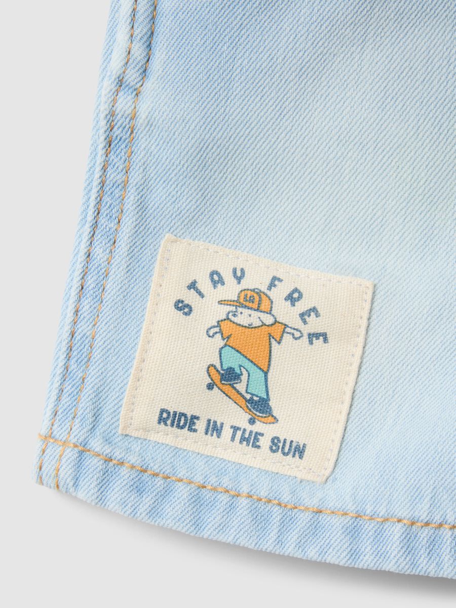 Blue pure cotton denim shorts for boys with regular fit_2