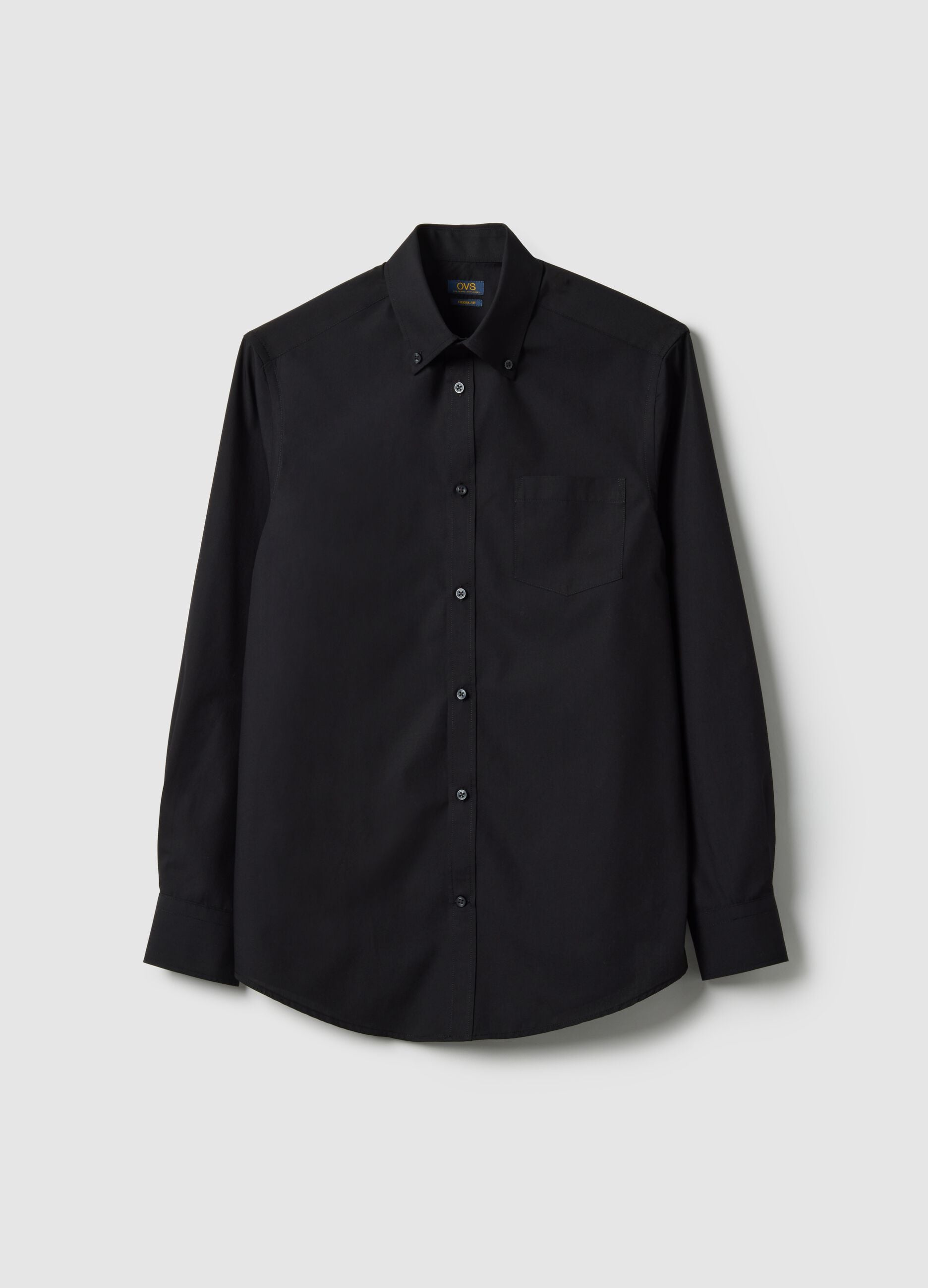 Black long sleeve regular fit easy iron shirt