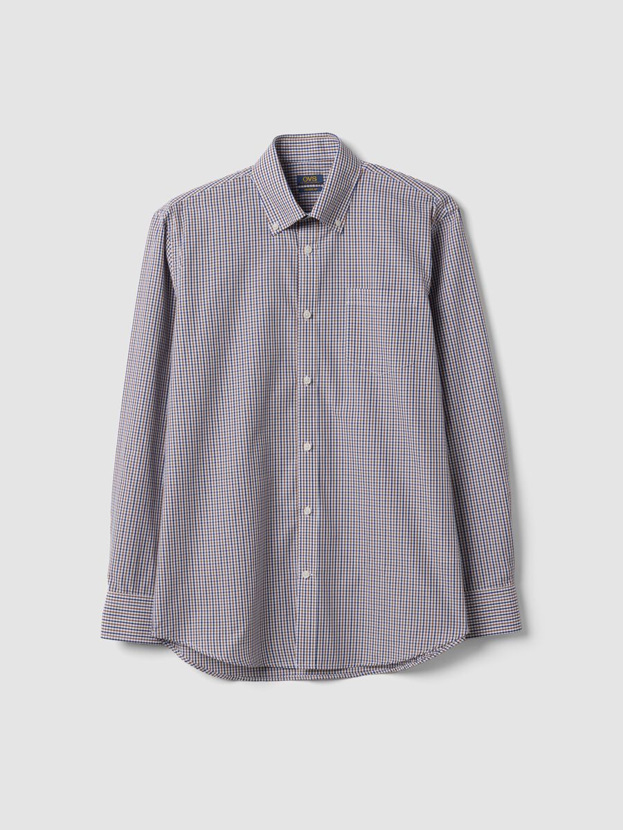 Easy-iron multicolour cotton-blend checked button-down shirt, regular fit_4