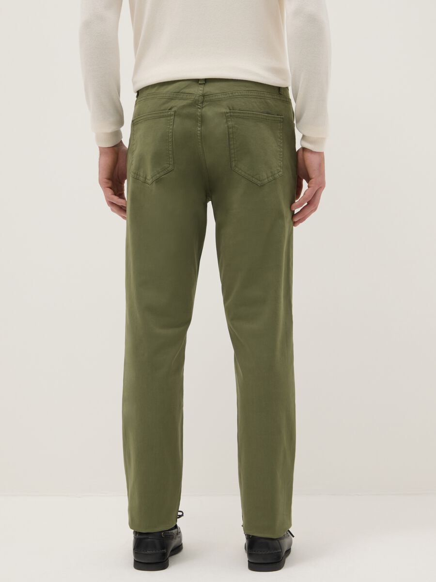 Slim Fit Stretch Cotton Green Trousers_2