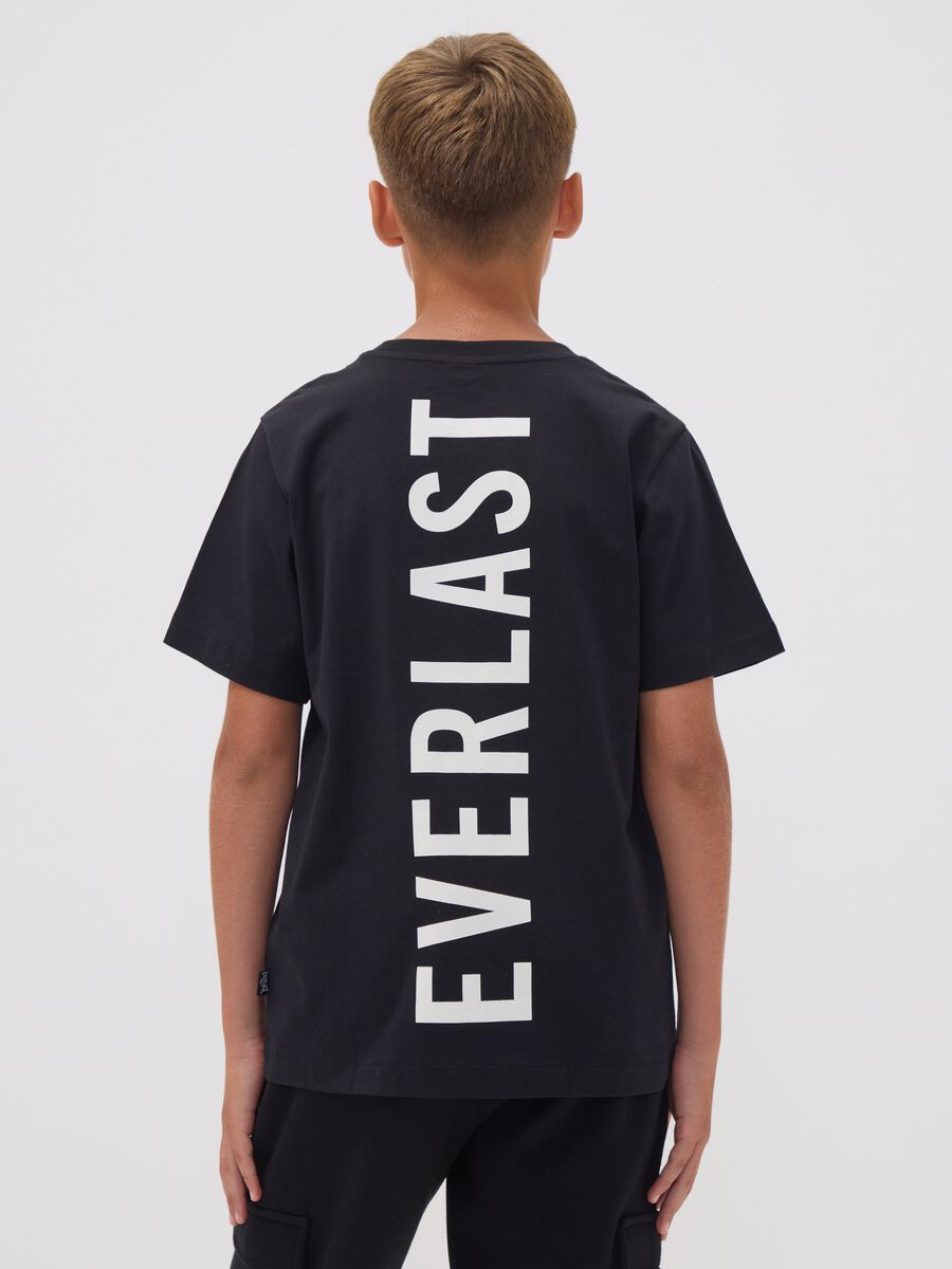 Black pure cotton logo T-shirt, regular fit, for boys_2