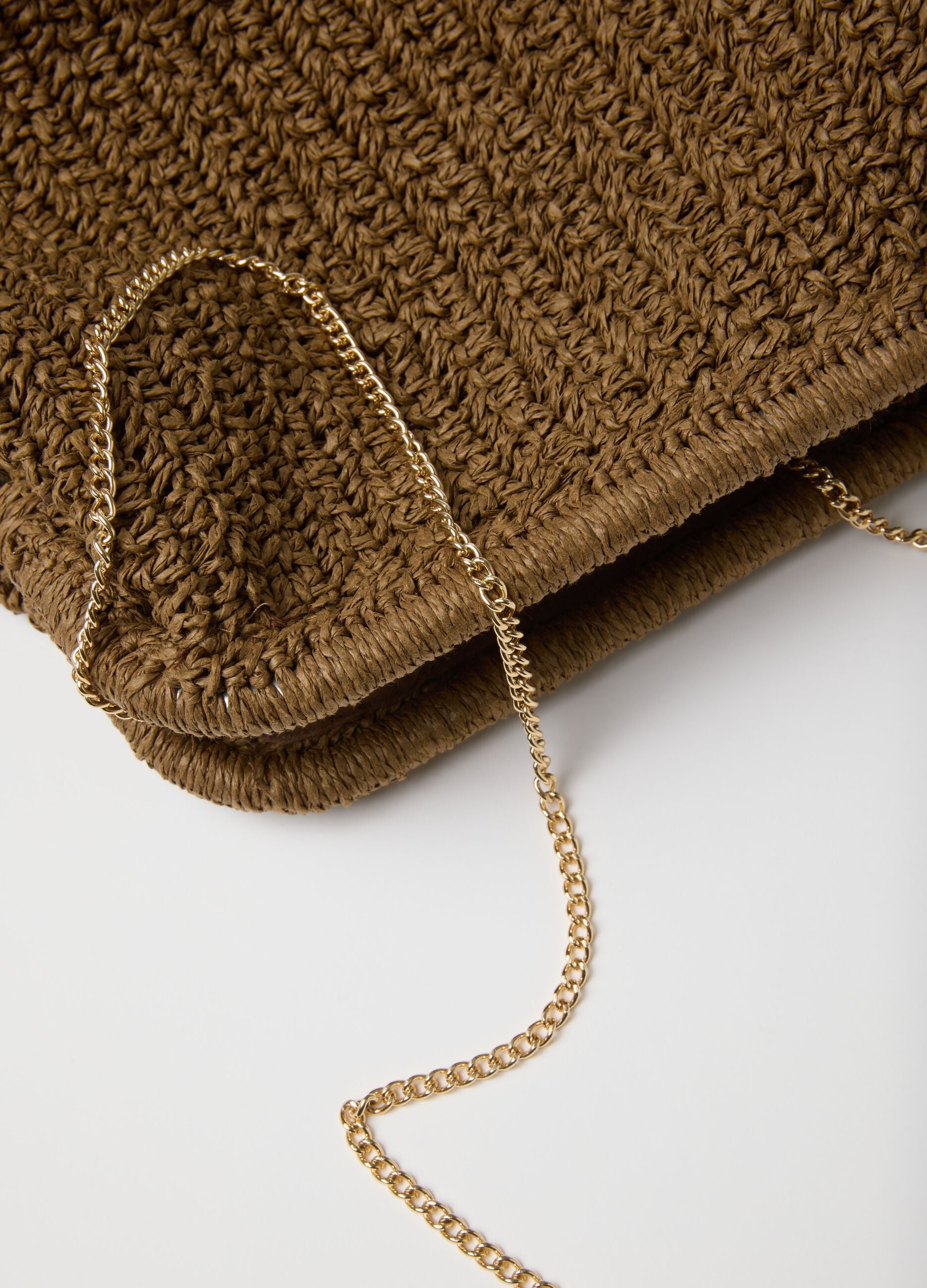 Brown beach shoulder bag in pure paper-fabric