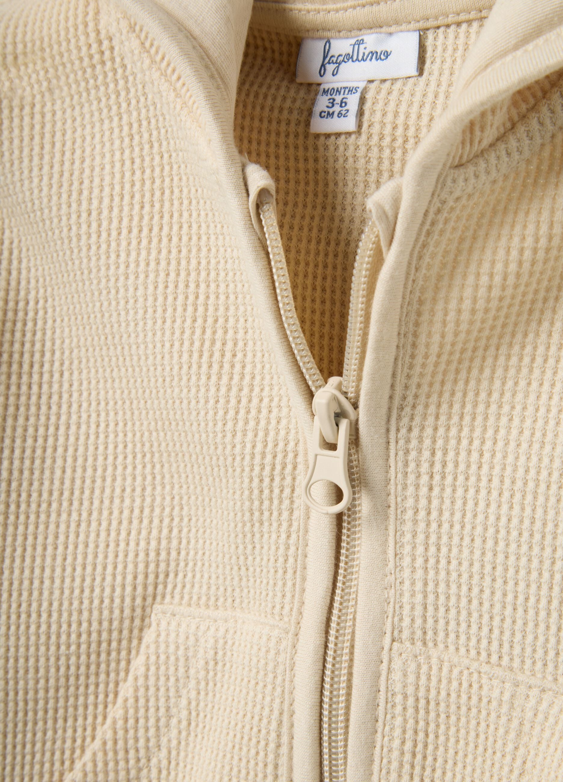Pure cotton beige hoodie regular fit with teddy bear