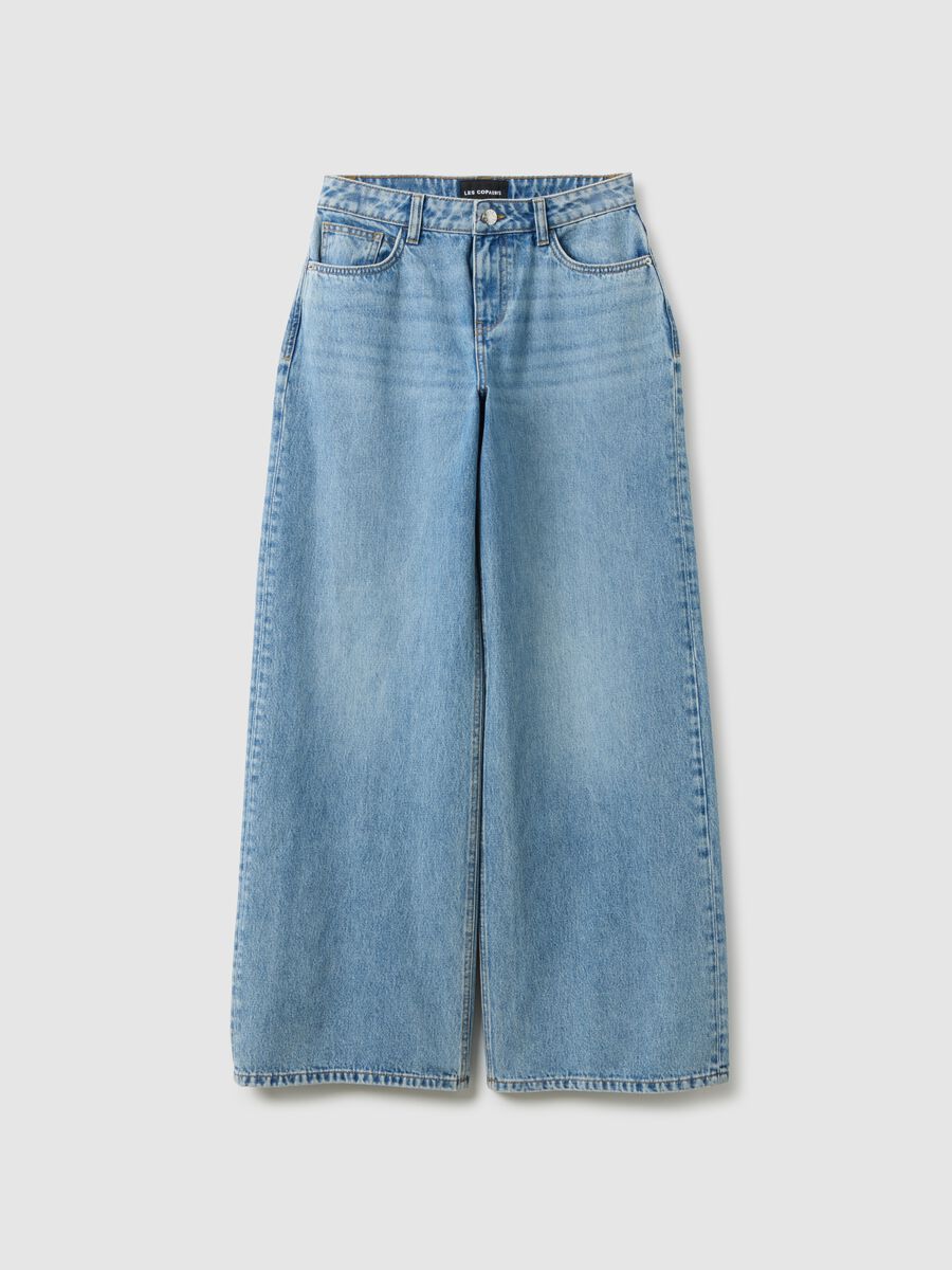 Sky Blue Cotton Wide Leg Jeans_4