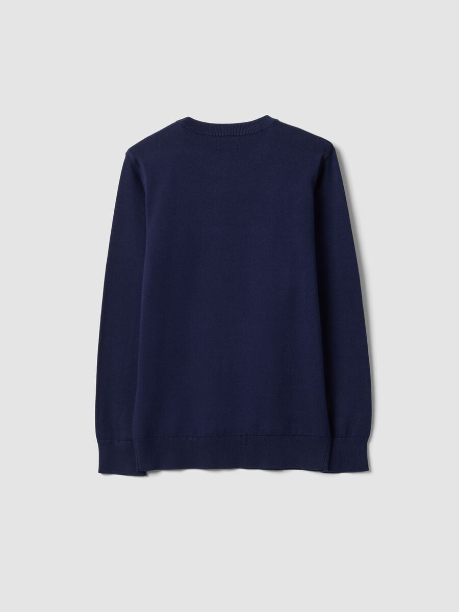 Maglia blu in puro cotone a maniche lunghe regular fit per ragazzo_5