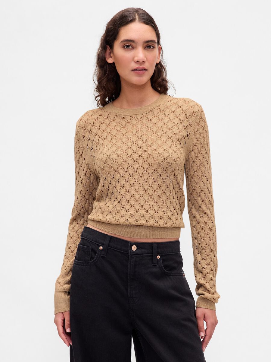 Beige wool blend jumper_0