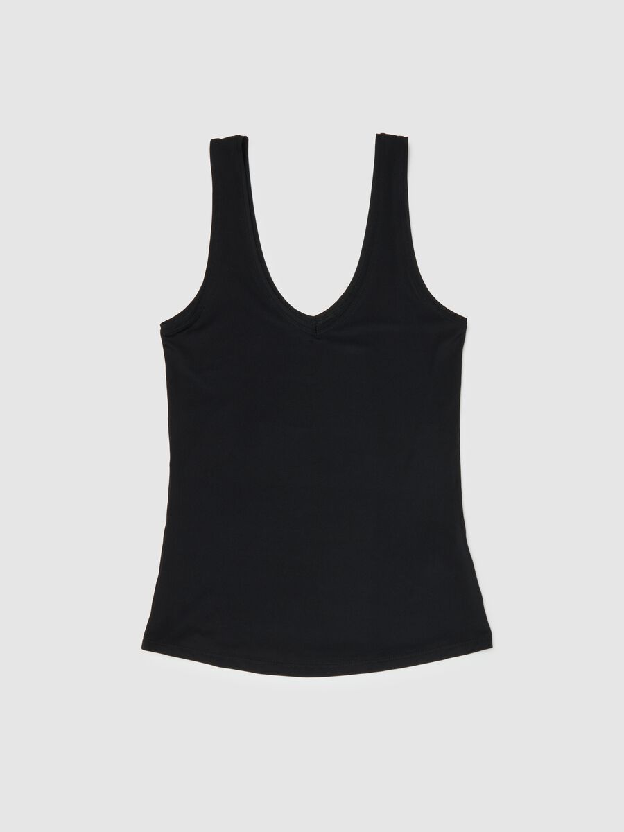 Black tank top deep V regular fit_4