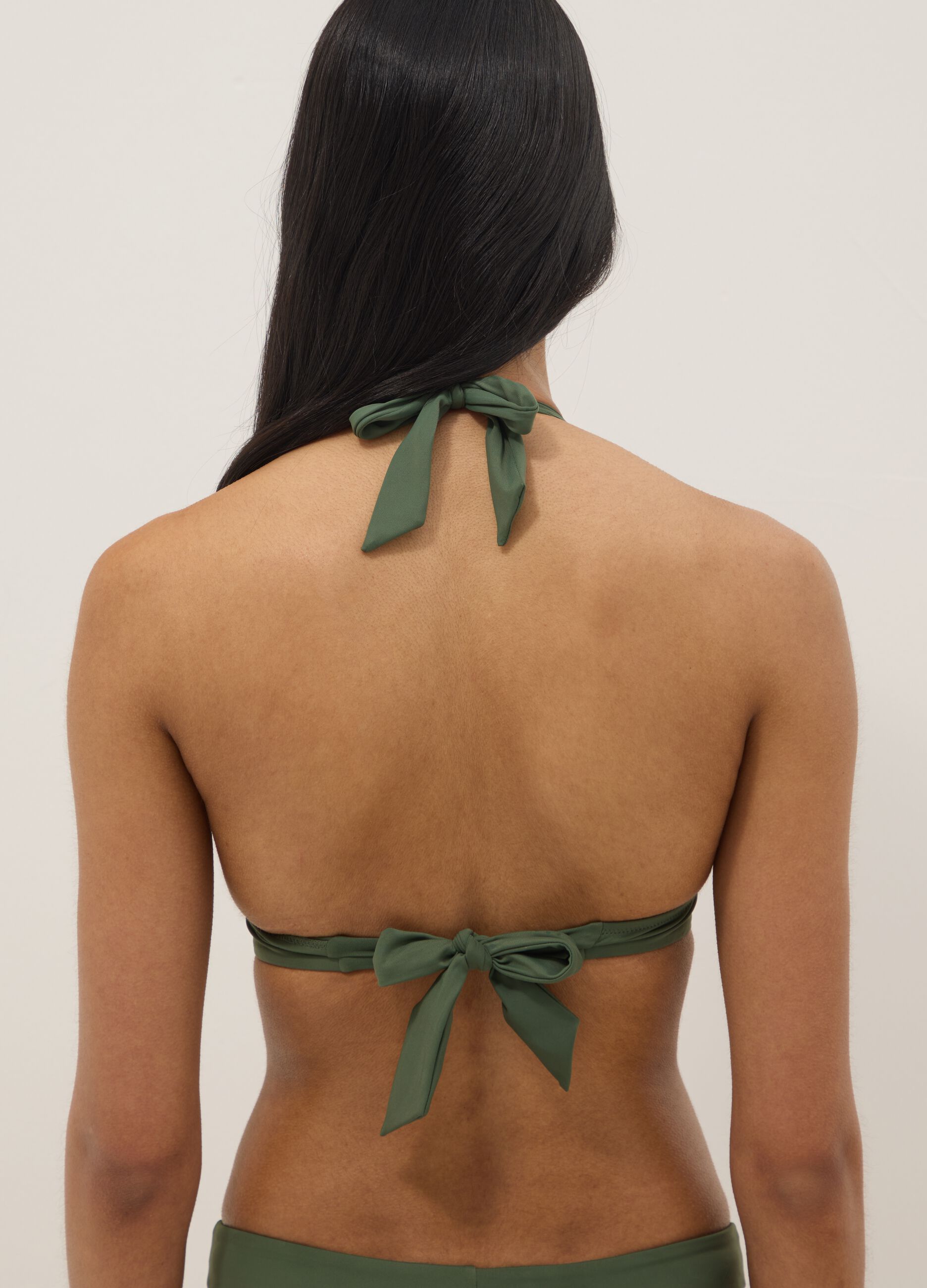 Green stretch triangle bikini top