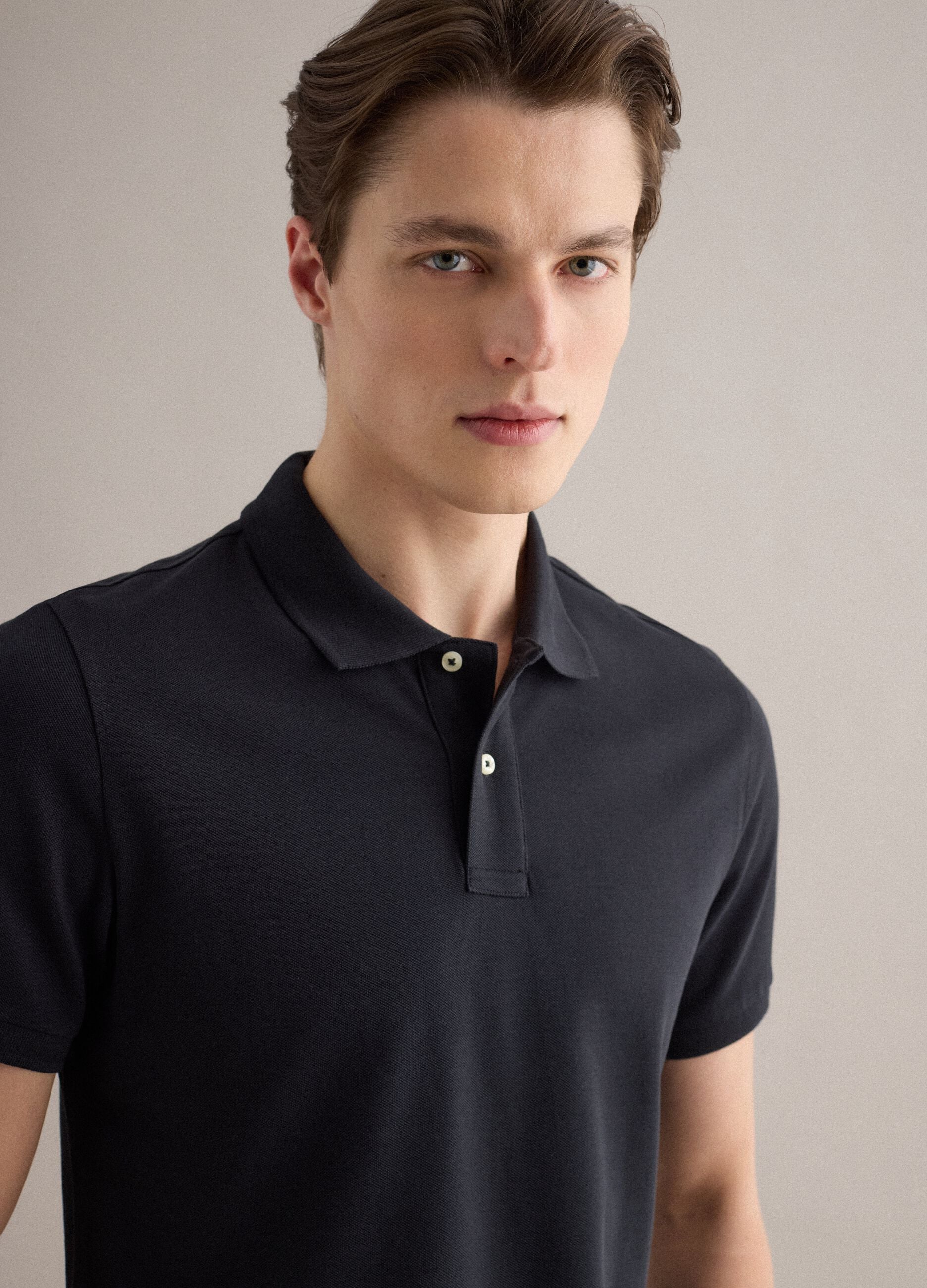 Black Supima Cotton Polo Shirt, Regular Fit
