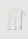 White cotton blend regular fit kids' t-shirt with stripes_0