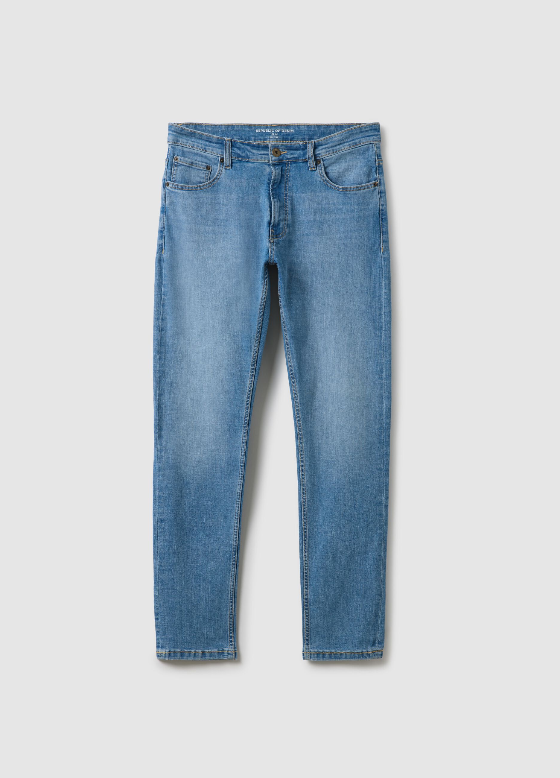 Slim Fit Stretch Cotton Light Blue Jeans