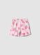 Girls' regular fit pink cotton shorts with strawberries_1