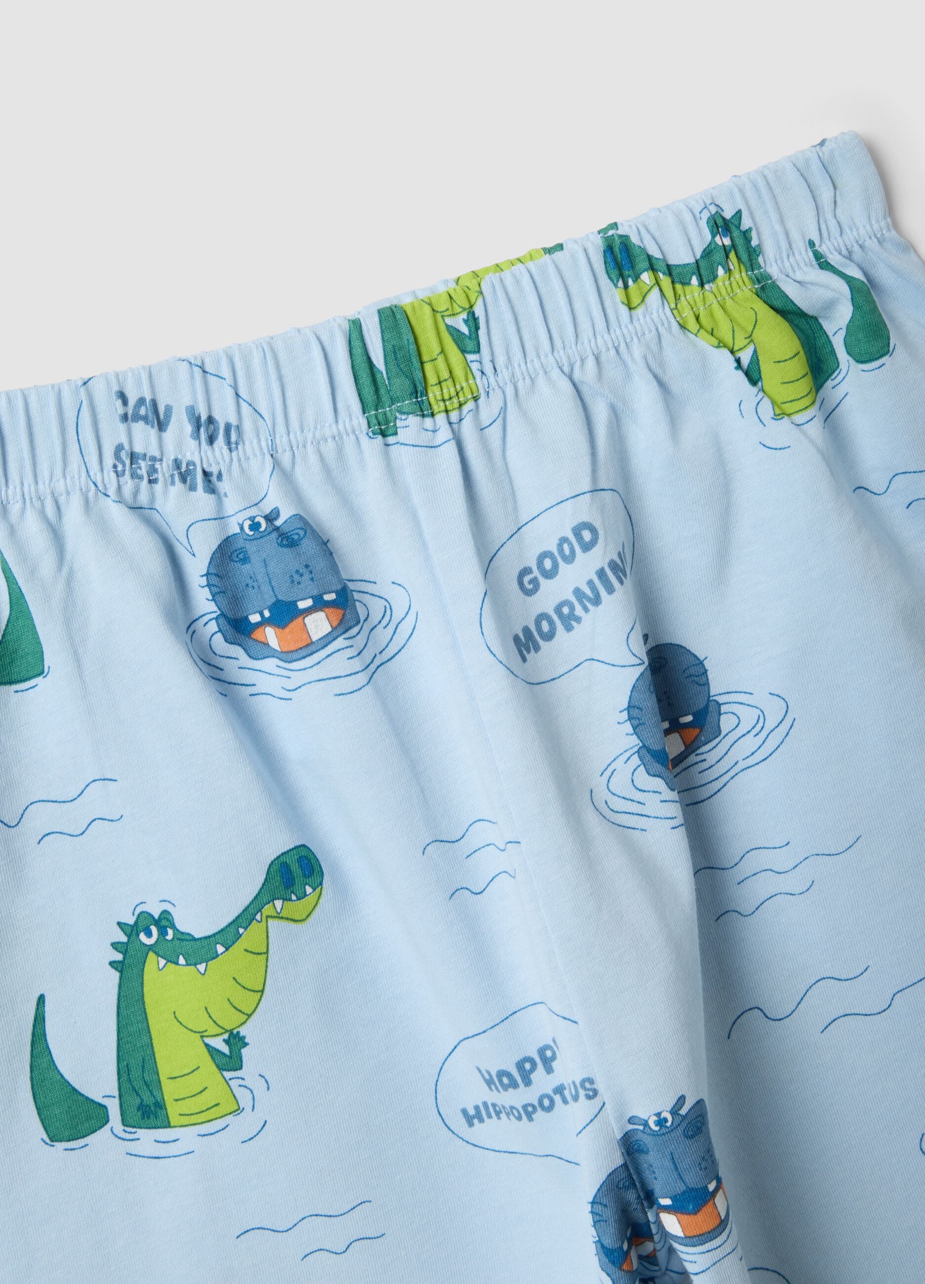 Kids' sky blue pure cotton pyjamas regular fit with prints