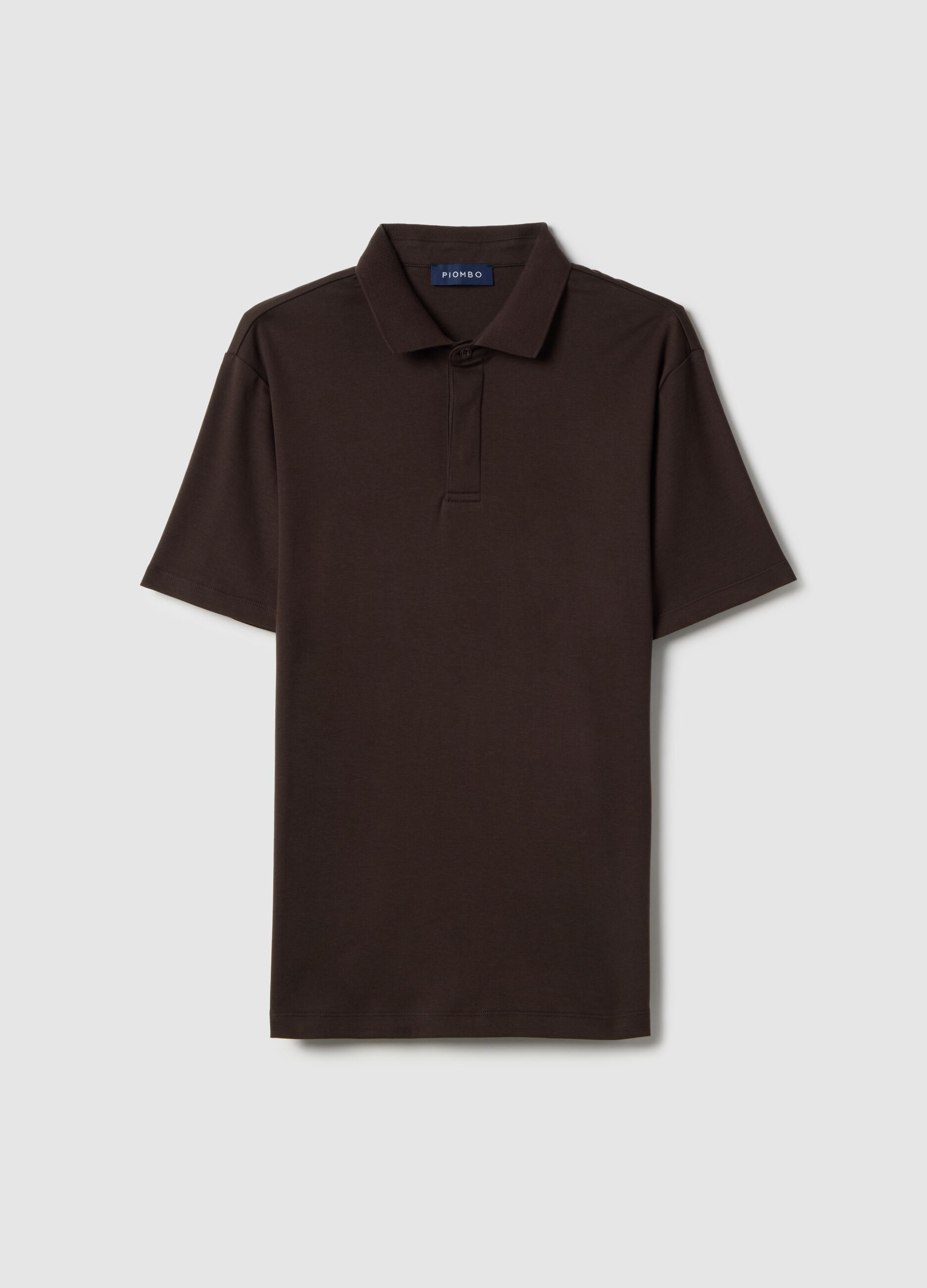 Polo marrone in puro cotone mercerizzato regular fit