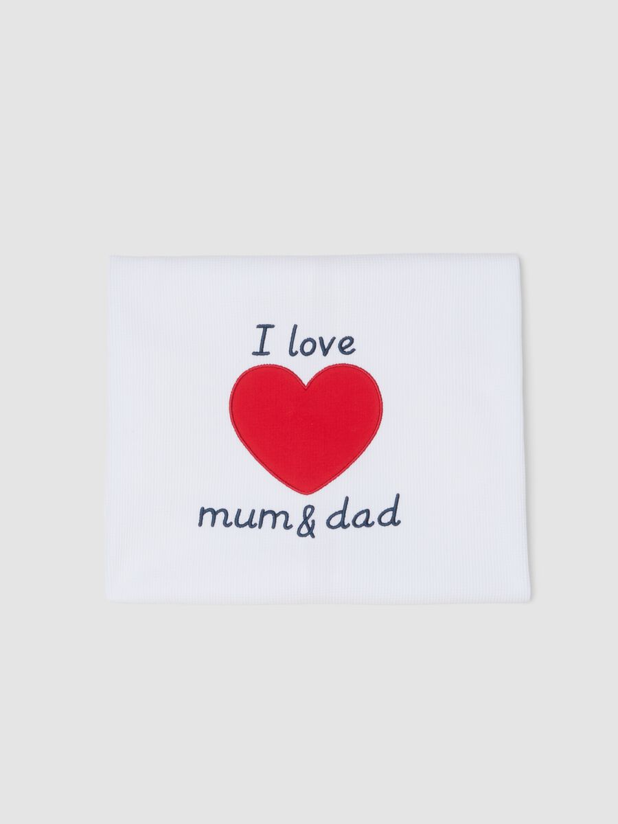 White 100% cotton baby blanket with red heart_1