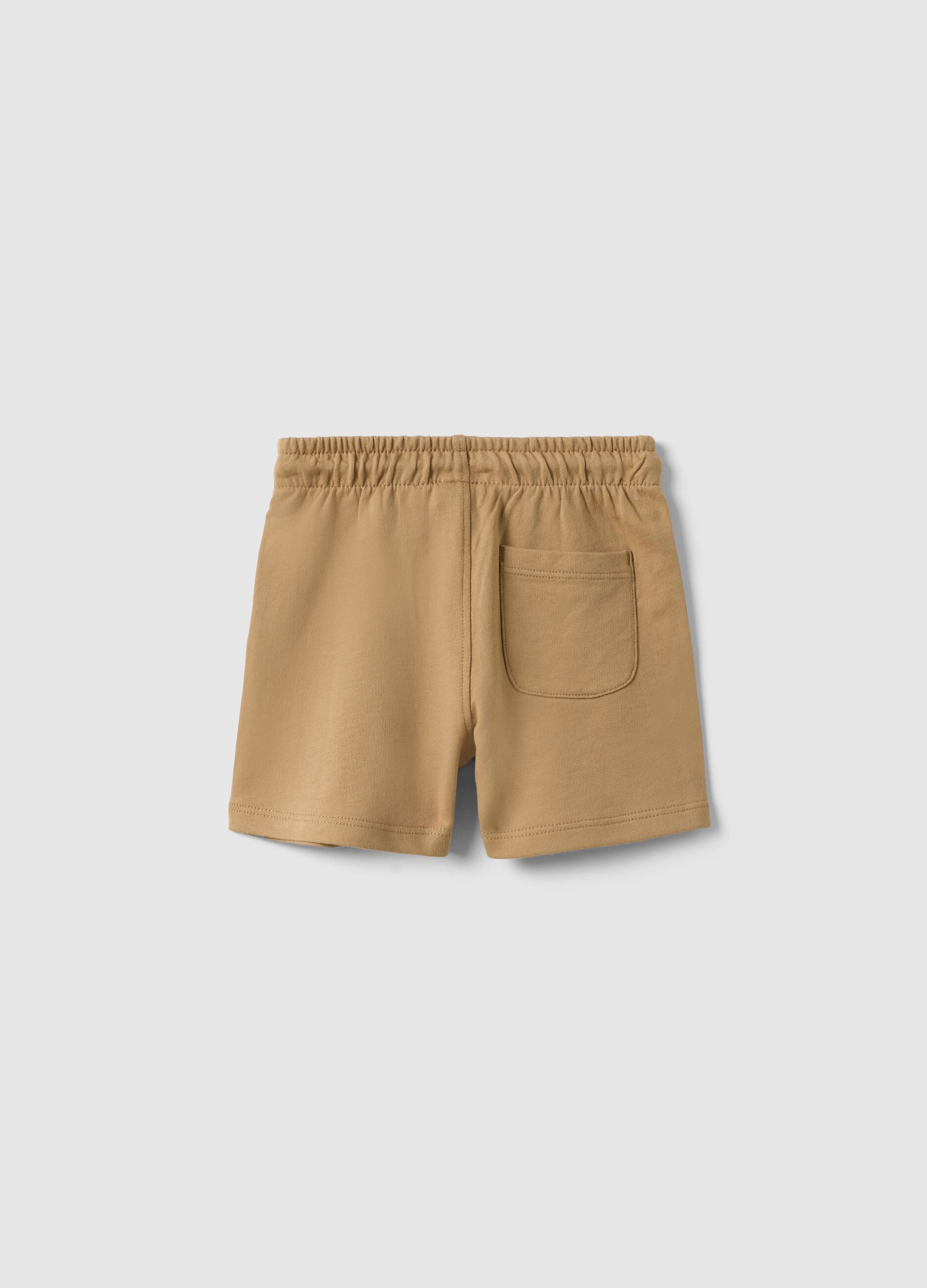 Beige pure cotton shorts for children with a regular fit