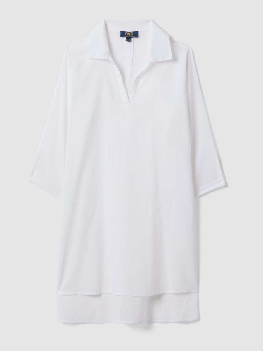 White pure organic cotton kaftan with V-neck_4
