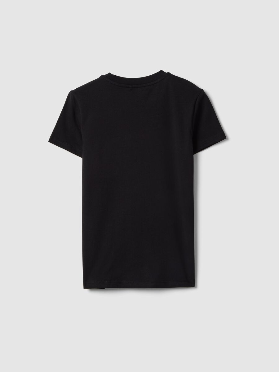 Girls' black pure cotton t-shirt regular fit with print_4