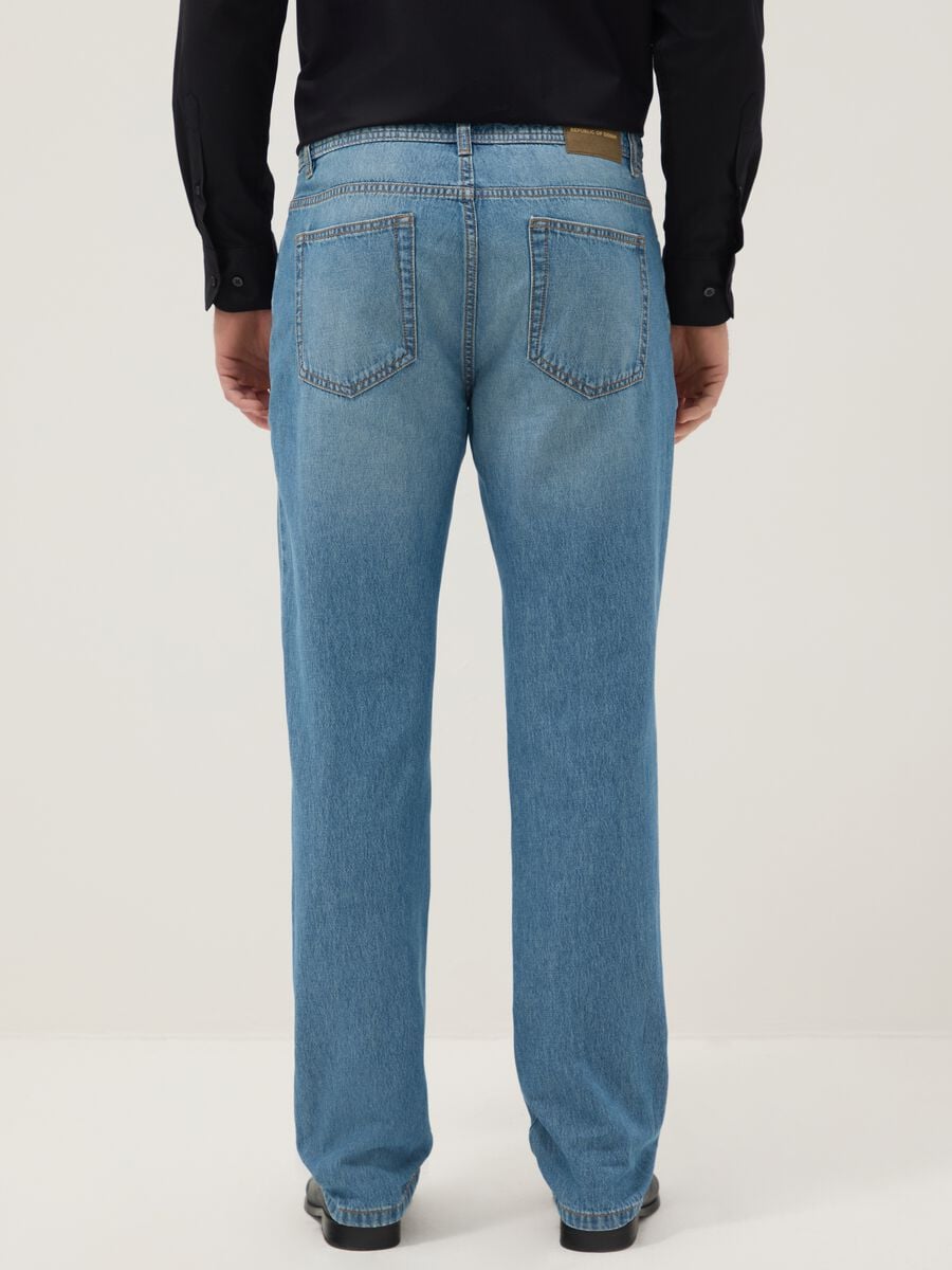 Regular fit blue denim pure cotton jeans_2