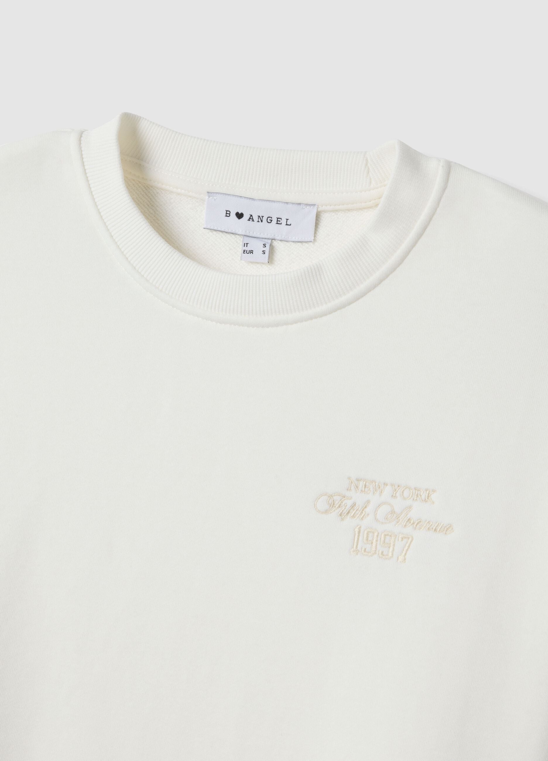 White crewneck sweatshirt in cotton blend regular fit with writing