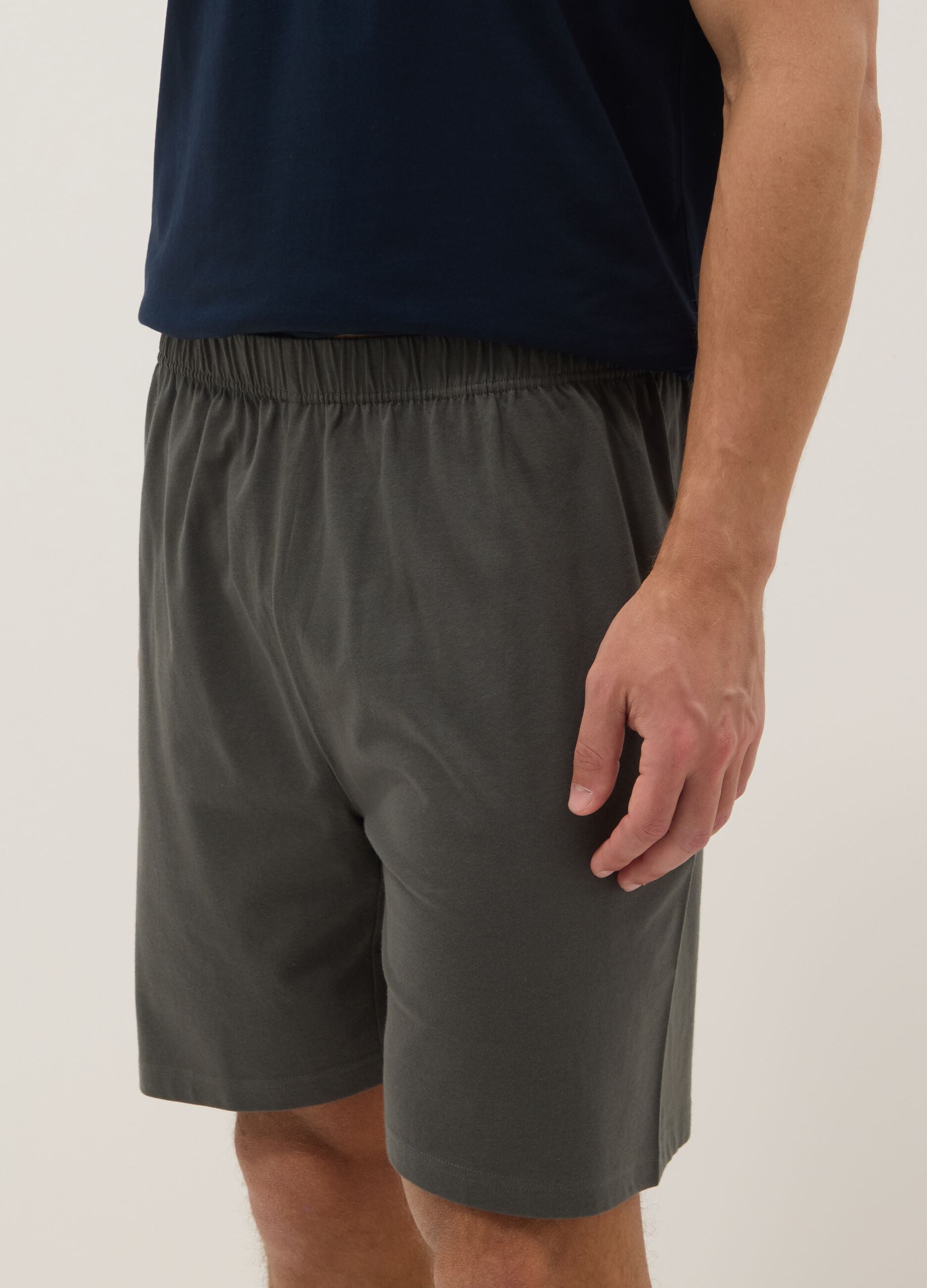 Multicolour Regular Fit V-neck Organic Cotton Jersey Short Pyjamas