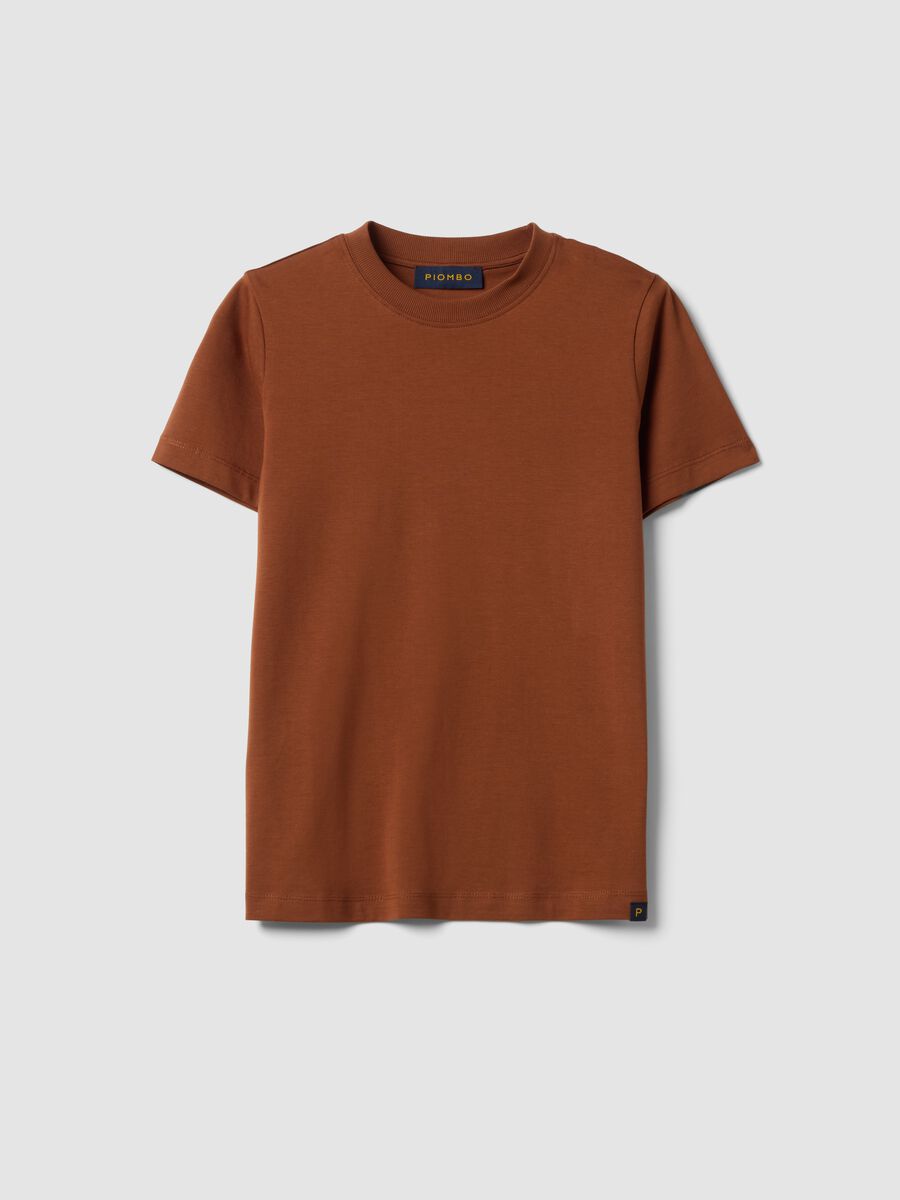 T-shirt girocollo marrone in puro cotone Supima regular fit_4