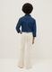 Beige stretch cotton flared trousers for girls_1