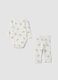 White organic cotton set with printed bodysuit and leggings for babies_1
