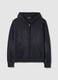 Oversized black cotton hoodie with zip_5