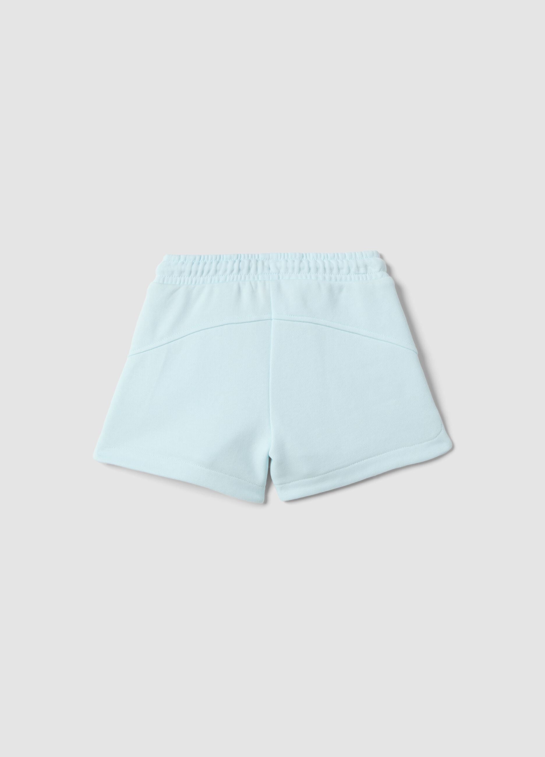 Girls' blue cotton-blend shorts regular fit with heart
