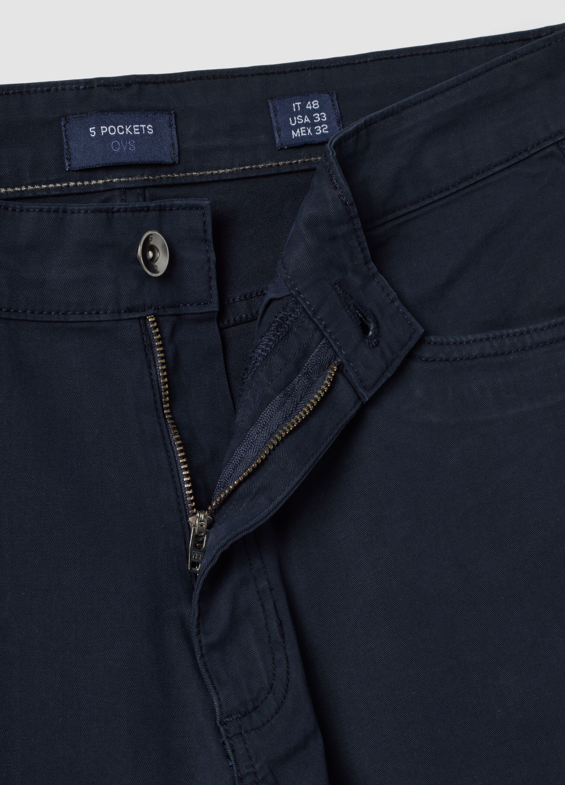 Blue slim-fit stretch cotton twill trousers