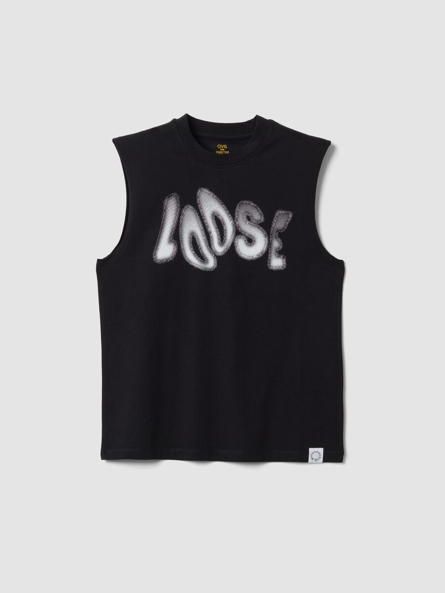Tank top nero in puro cotone per ragazzo over fit_3