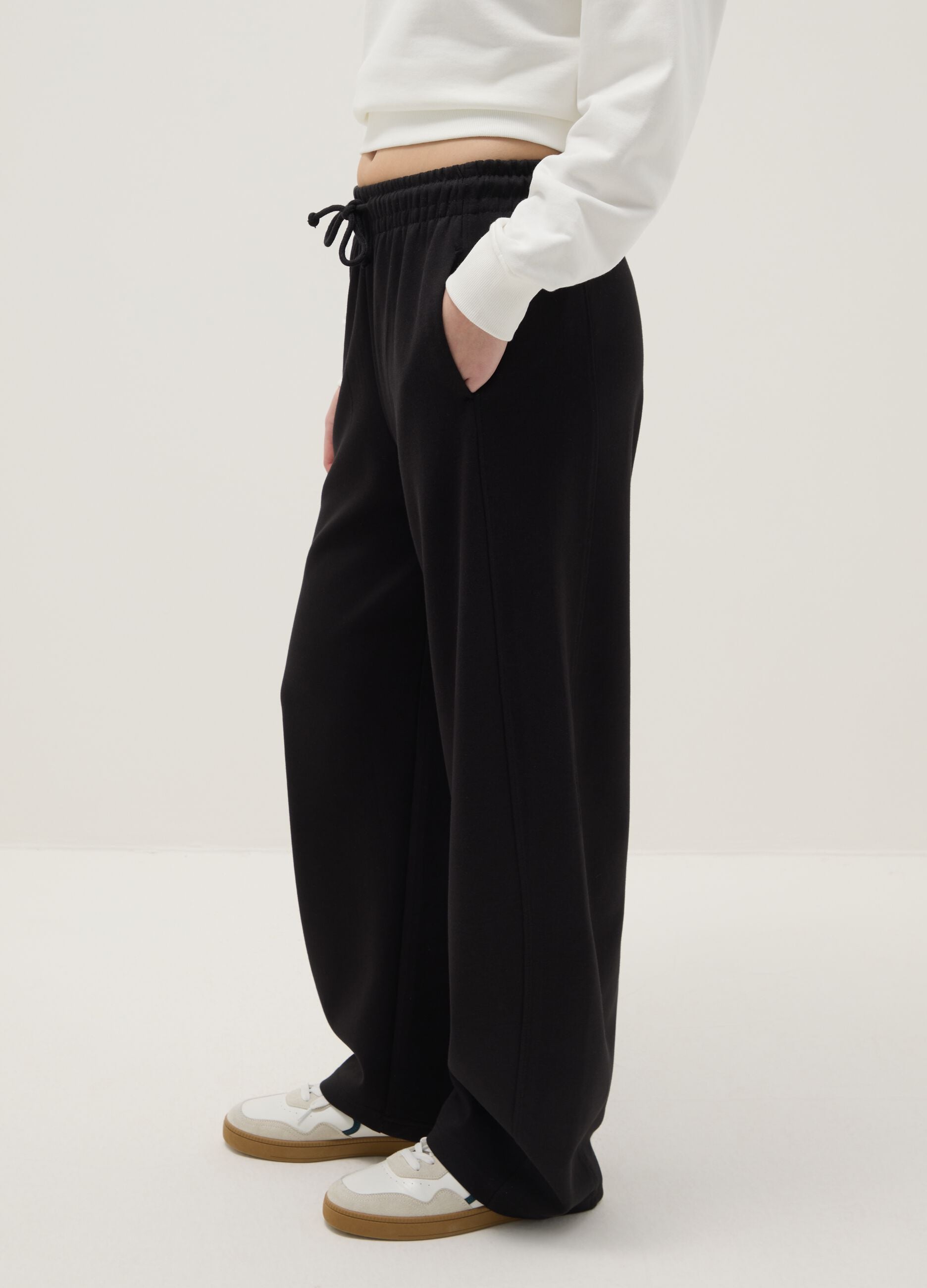 Baggy trousers in stretch cotton black