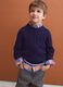 Blue pure cotton cable-knit oversized jumper for boys_1