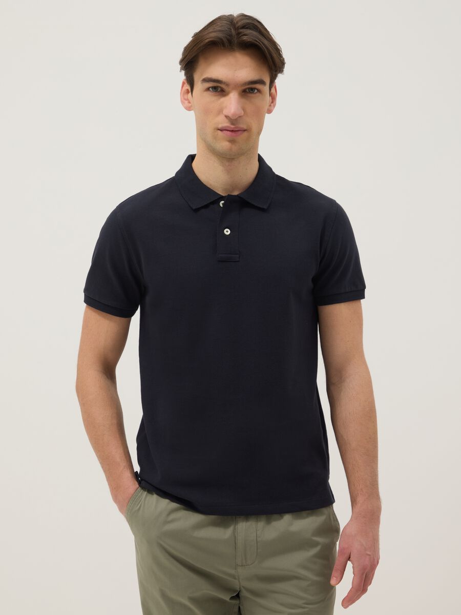 Slim fit blue pure cotton polo_0