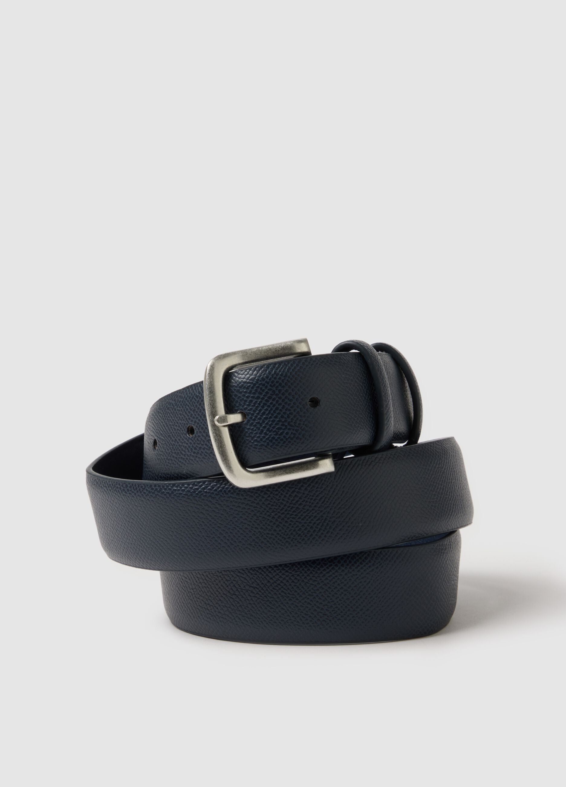 Blue belt with metal buckle