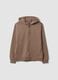 Beige organic cotton zip-up hoodie for boys, relaxed fit_0