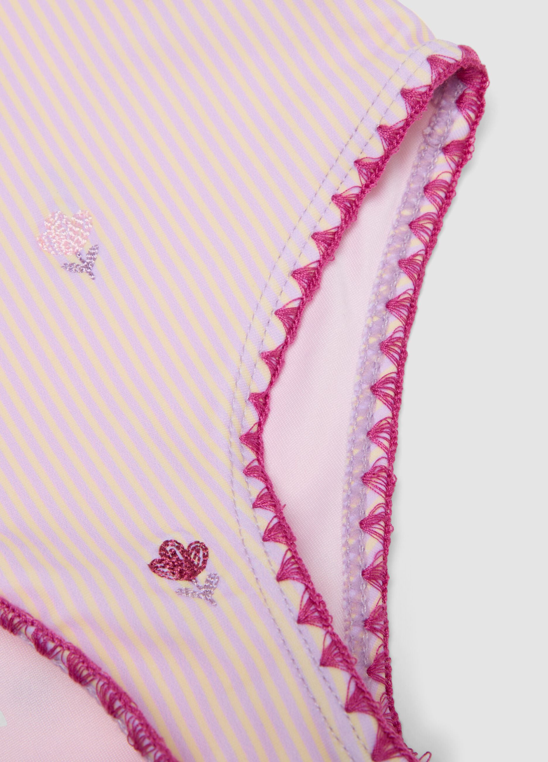Pink striped stretch one-piece swimsuit