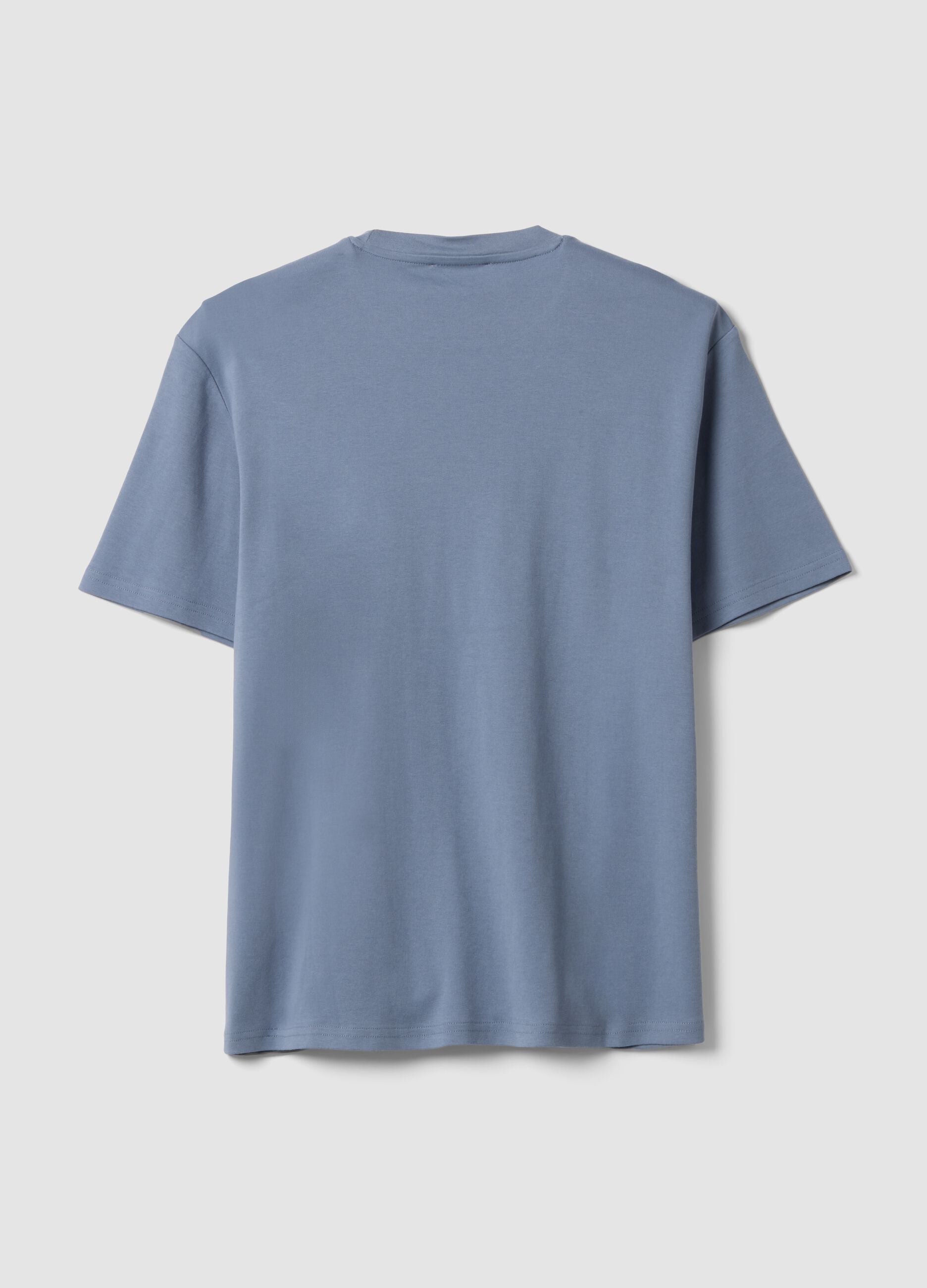 Blue pure cotton relaxed-fit short-sleeve T-shirt