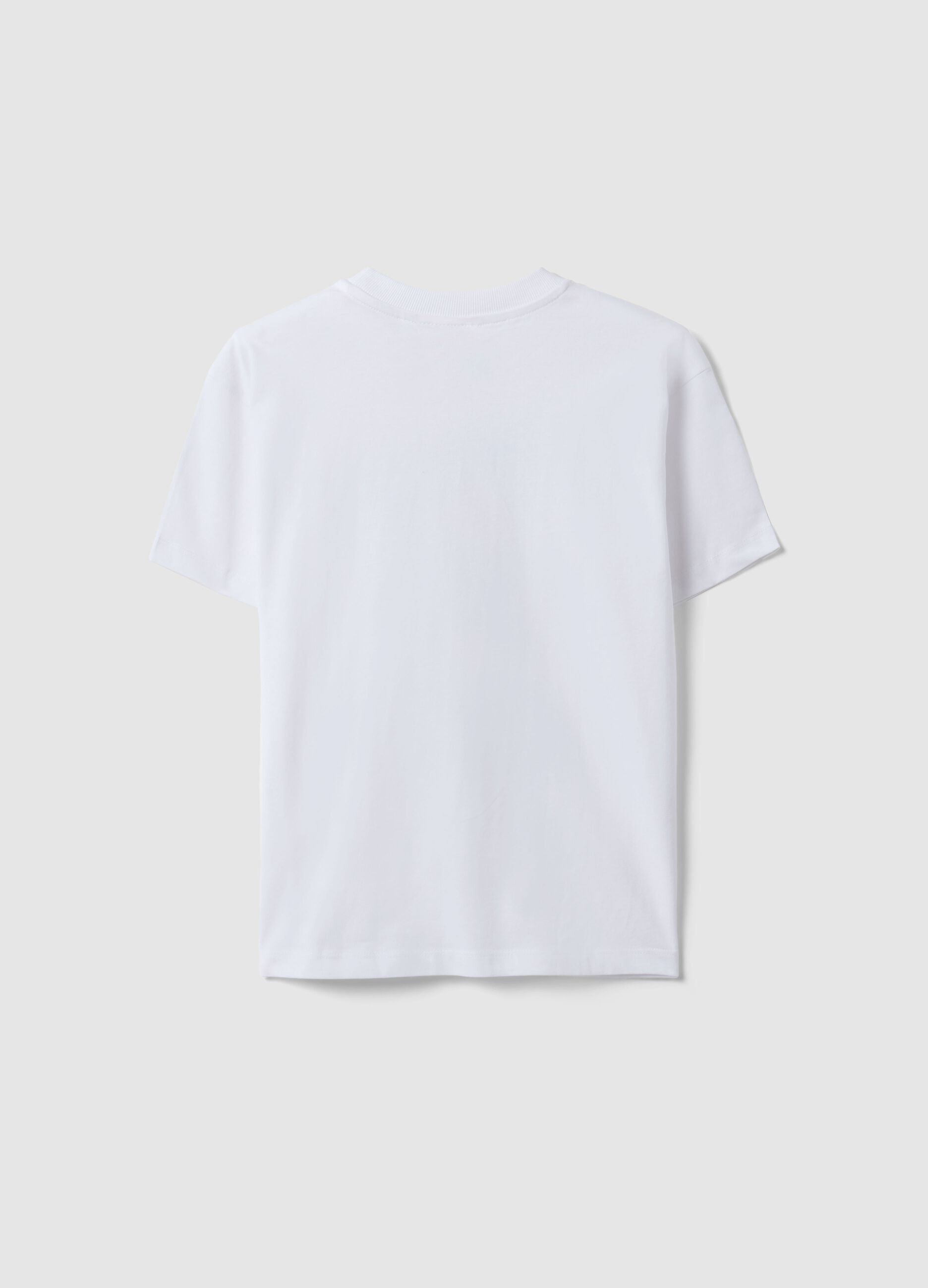 Oversized white pure cotton kids t-shirt with print